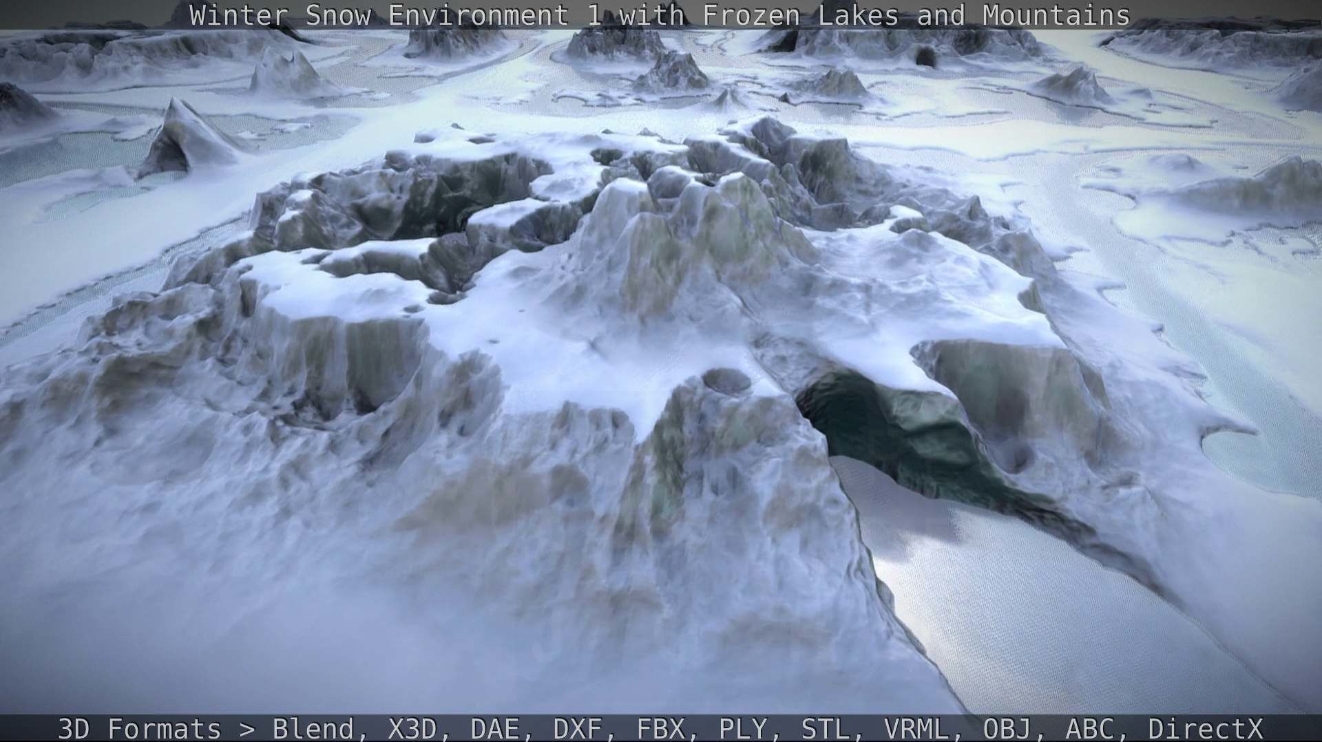 Winter Snow Environment 1 With Frozen Lakes And Mountains  Low-poly 3D model_66