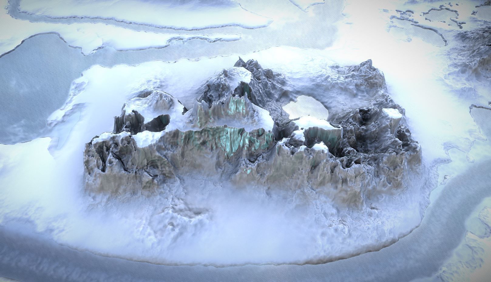 Winter Snow Environment 1 With Frozen Lakes And Mountains  Low-poly 3D model_2