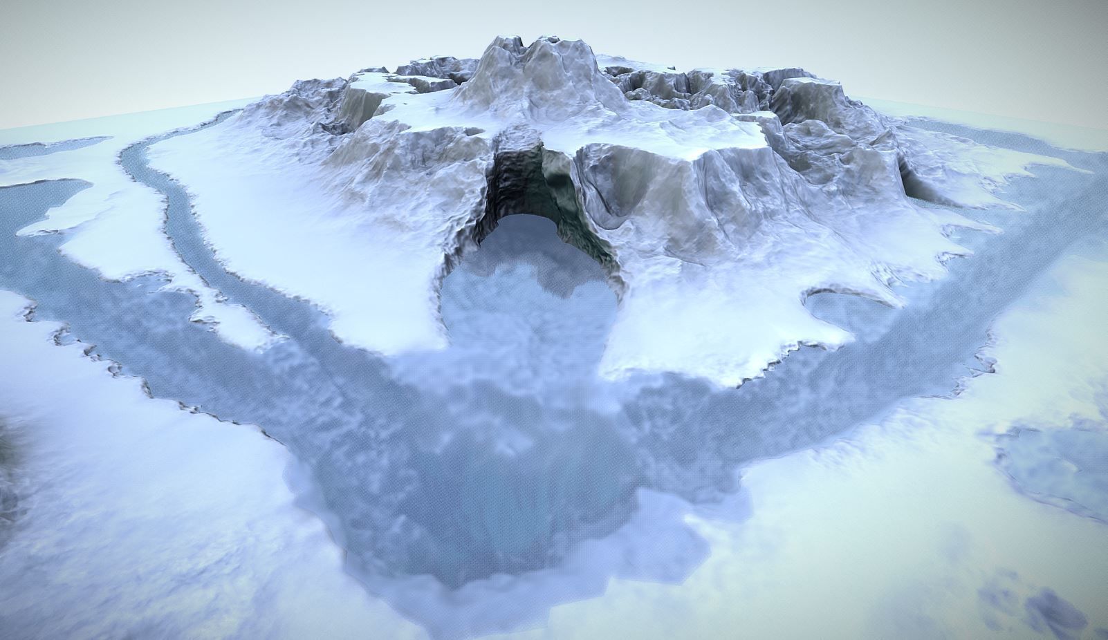 Winter Snow Environment 1 With Frozen Lakes And Mountains  Low-poly 3D model_3
