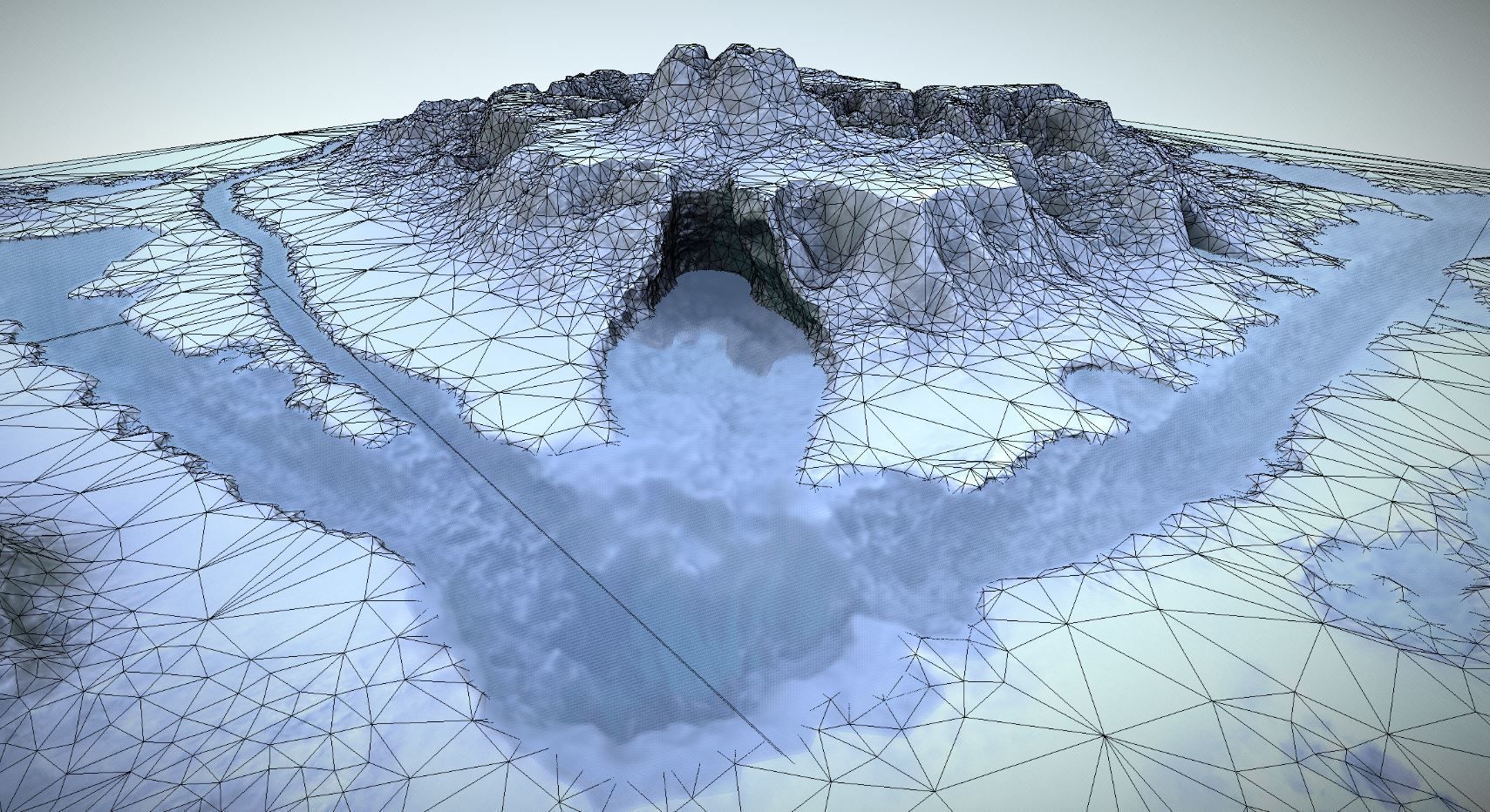 Winter Snow Environment 1 With Frozen Lakes And Mountains  Low-poly 3D model_4