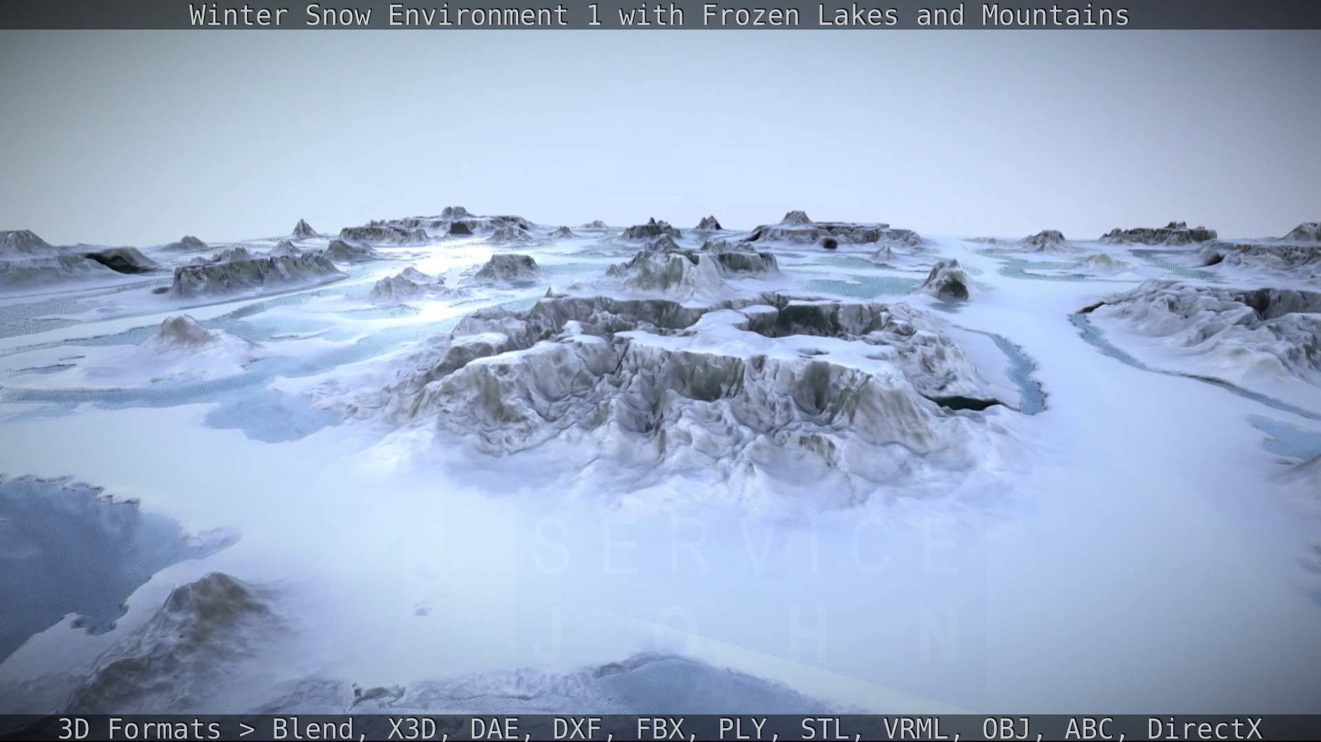 Winter Snow Environment 1 With Frozen Lakes And Mountains  Low-poly 3D model_21