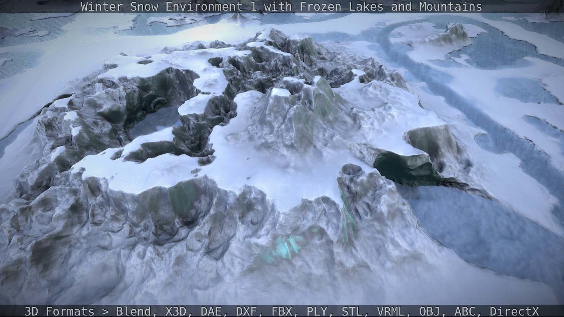 Winter Snow Environment 1 With Frozen Lakes And Mountains  Low-poly 3D model_74
