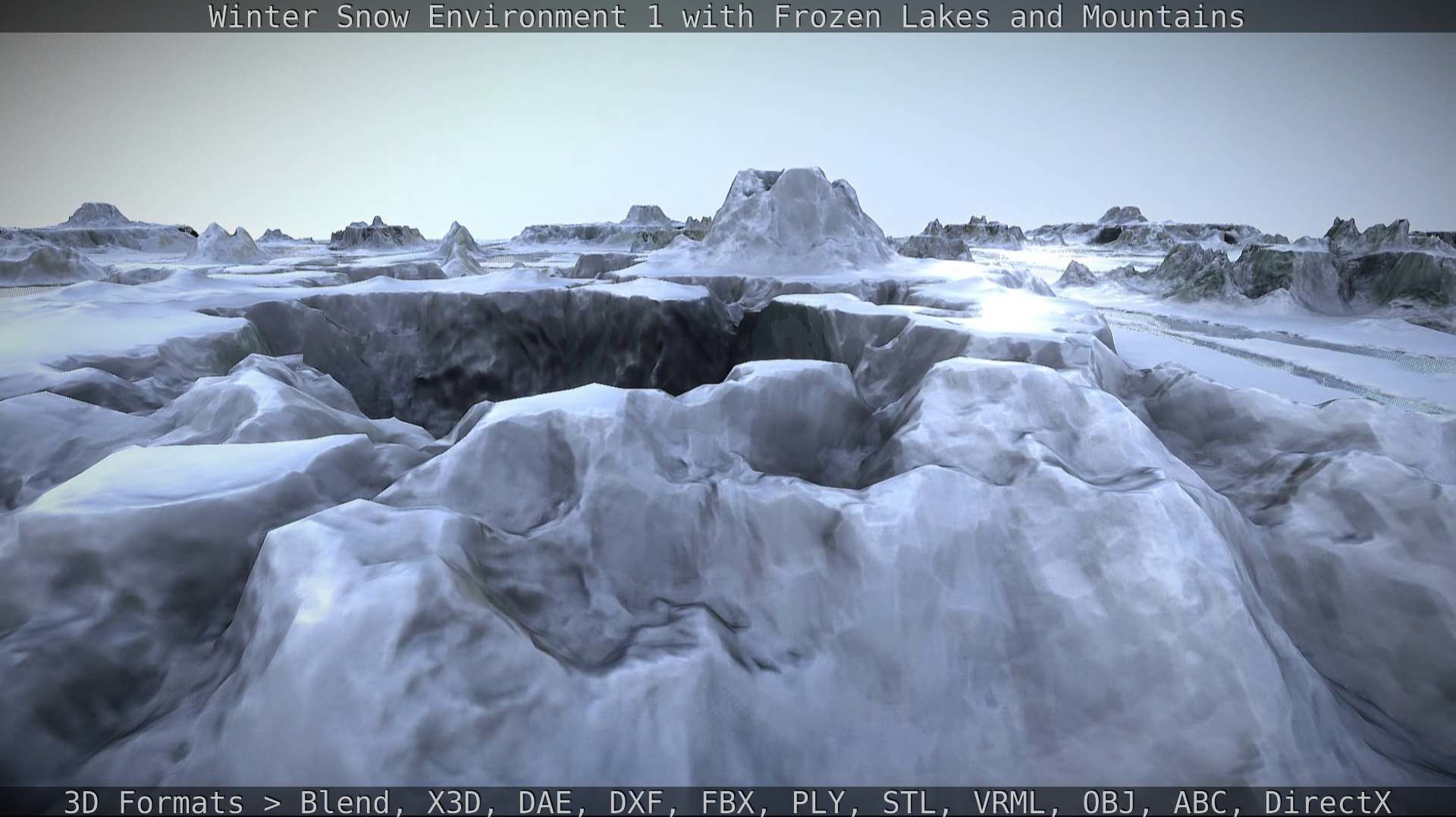 Winter Snow Environment 1 With Frozen Lakes And Mountains  Low-poly 3D model_92