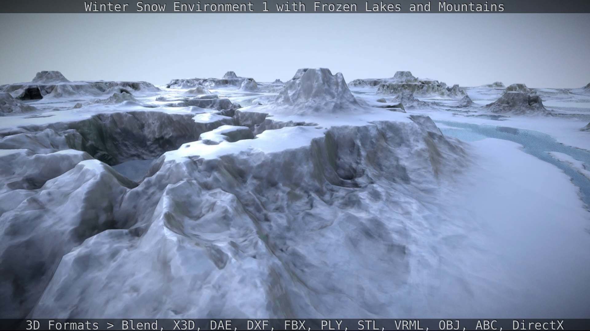 Winter Snow Environment 1 With Frozen Lakes And Mountains  Low-poly 3D model_81