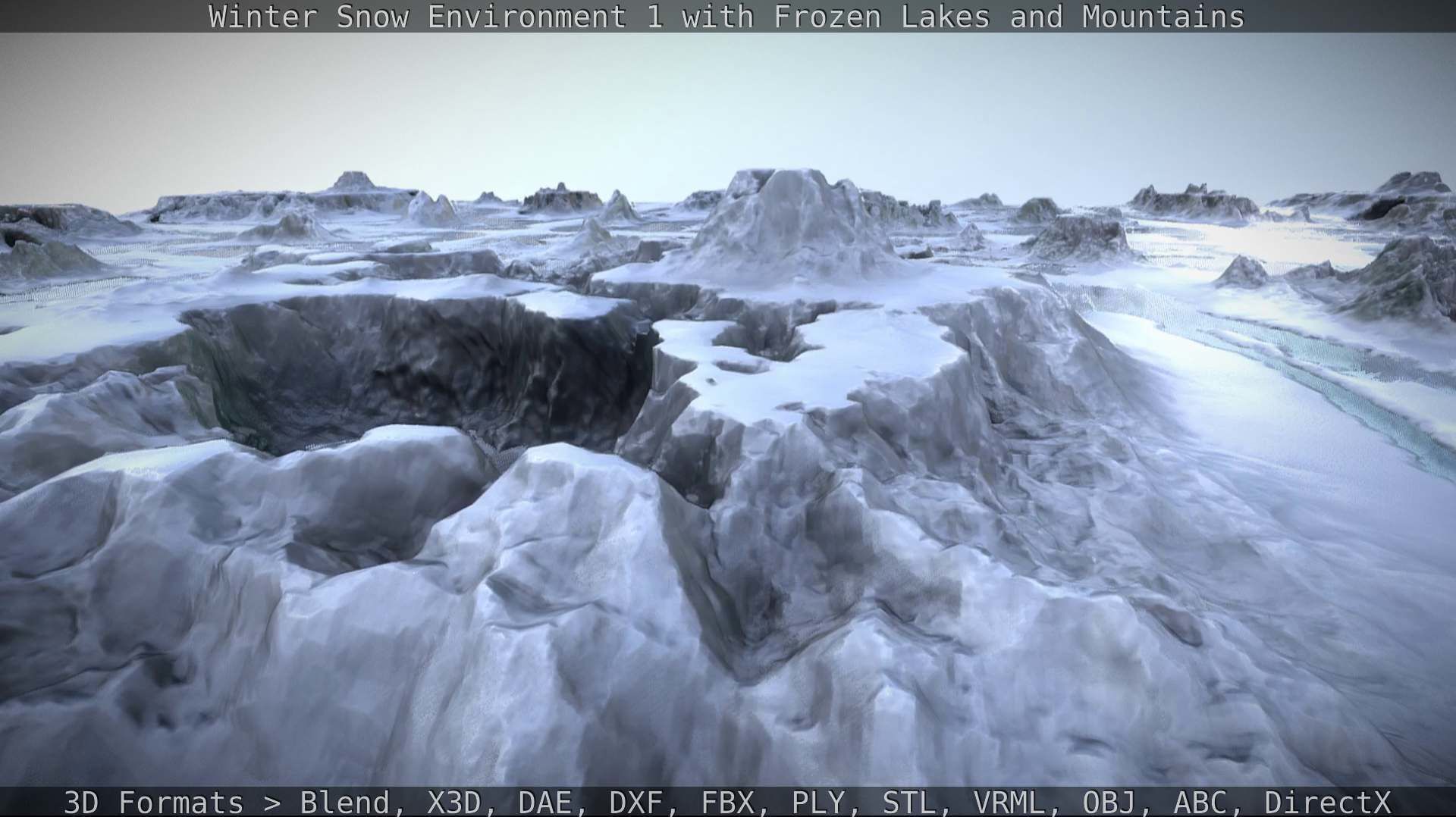 Winter Snow Environment 1 With Frozen Lakes And Mountains  Low-poly 3D model_94