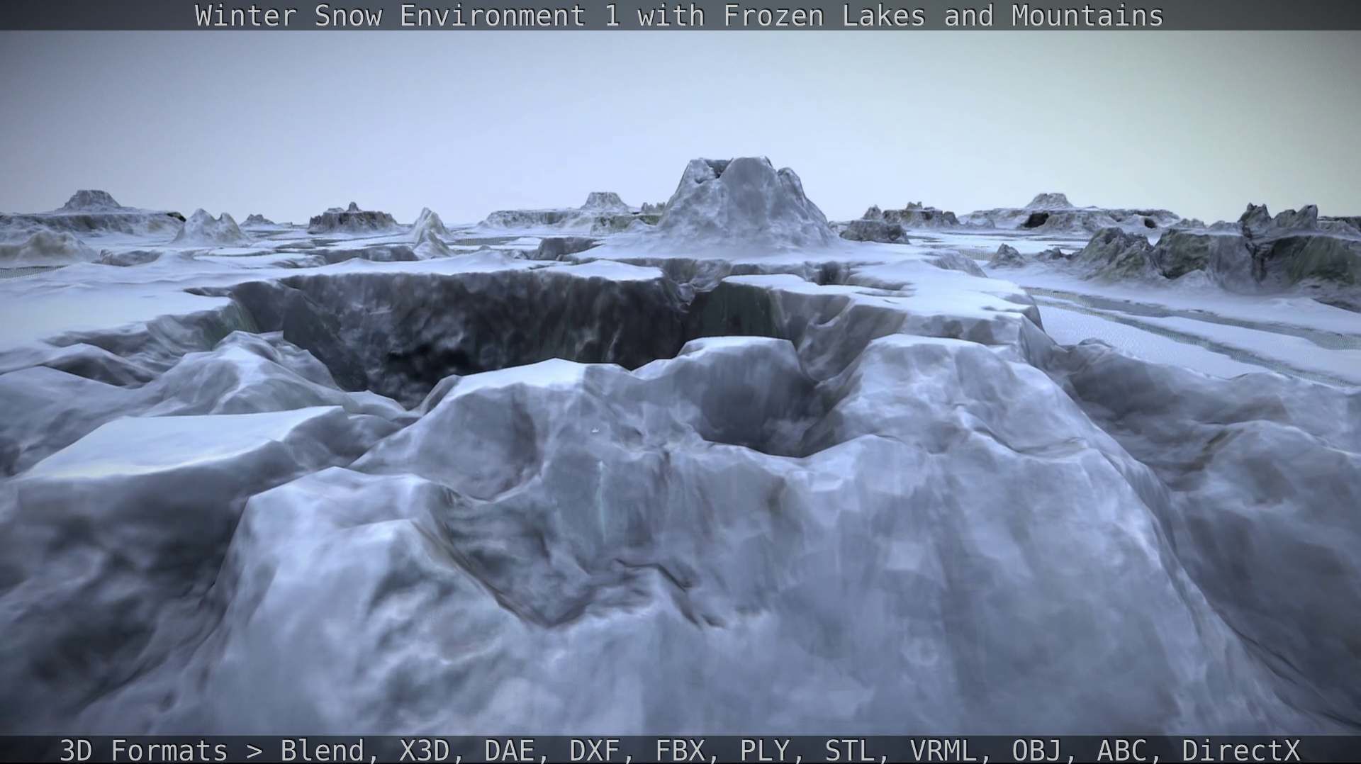 Winter Snow Environment 1 With Frozen Lakes And Mountains  Low-poly 3D model_87