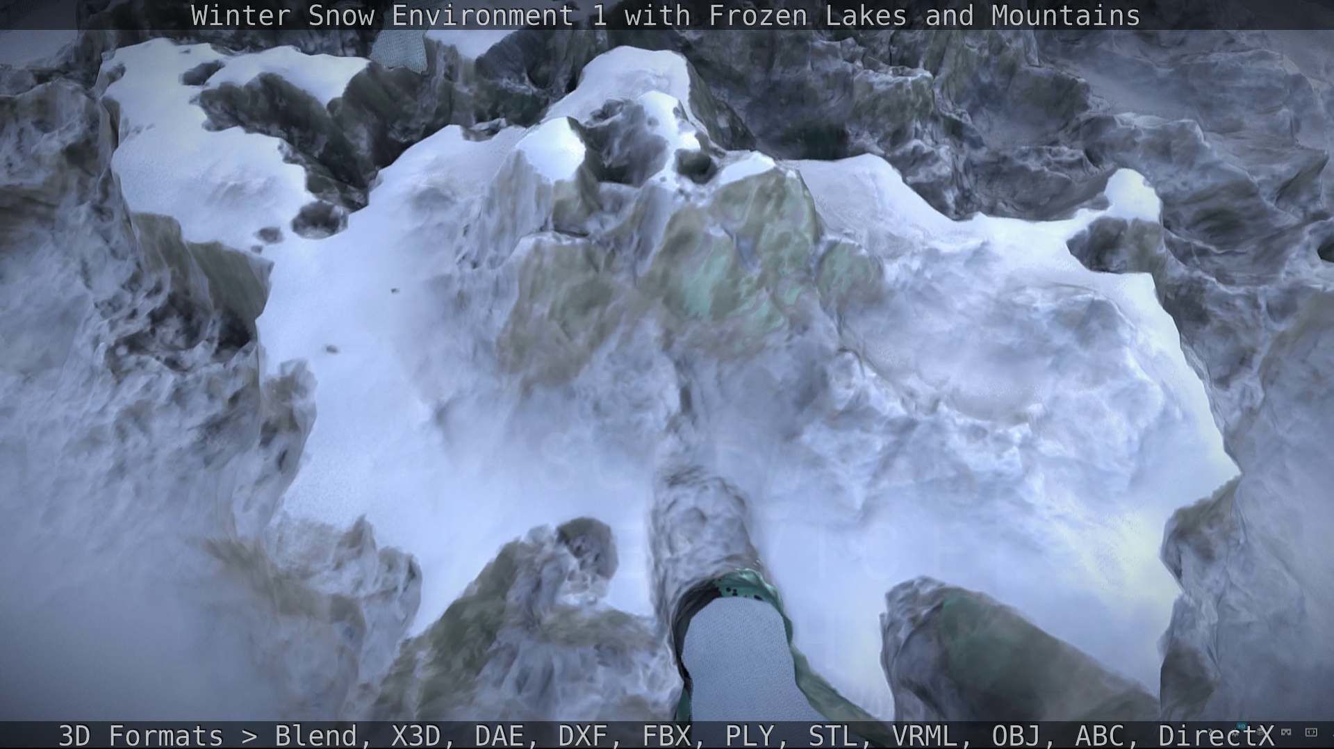 Winter Snow Environment 1 With Frozen Lakes And Mountains  Low-poly 3D model_50