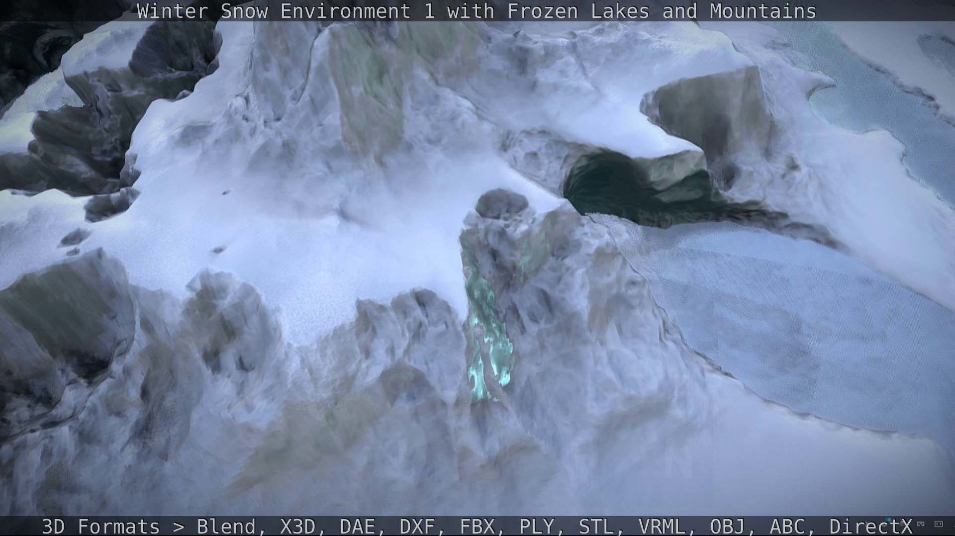 Winter Snow Environment 1 With Frozen Lakes And Mountains  Low-poly 3D model_48