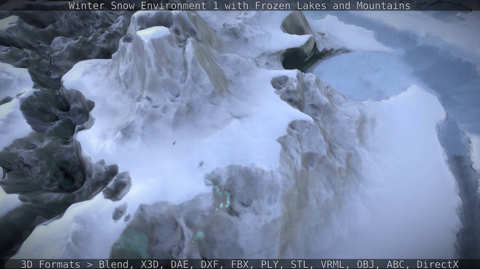 Winter Snow Environment 1 With Frozen Lakes And Mountains  Low-poly 3D model_46