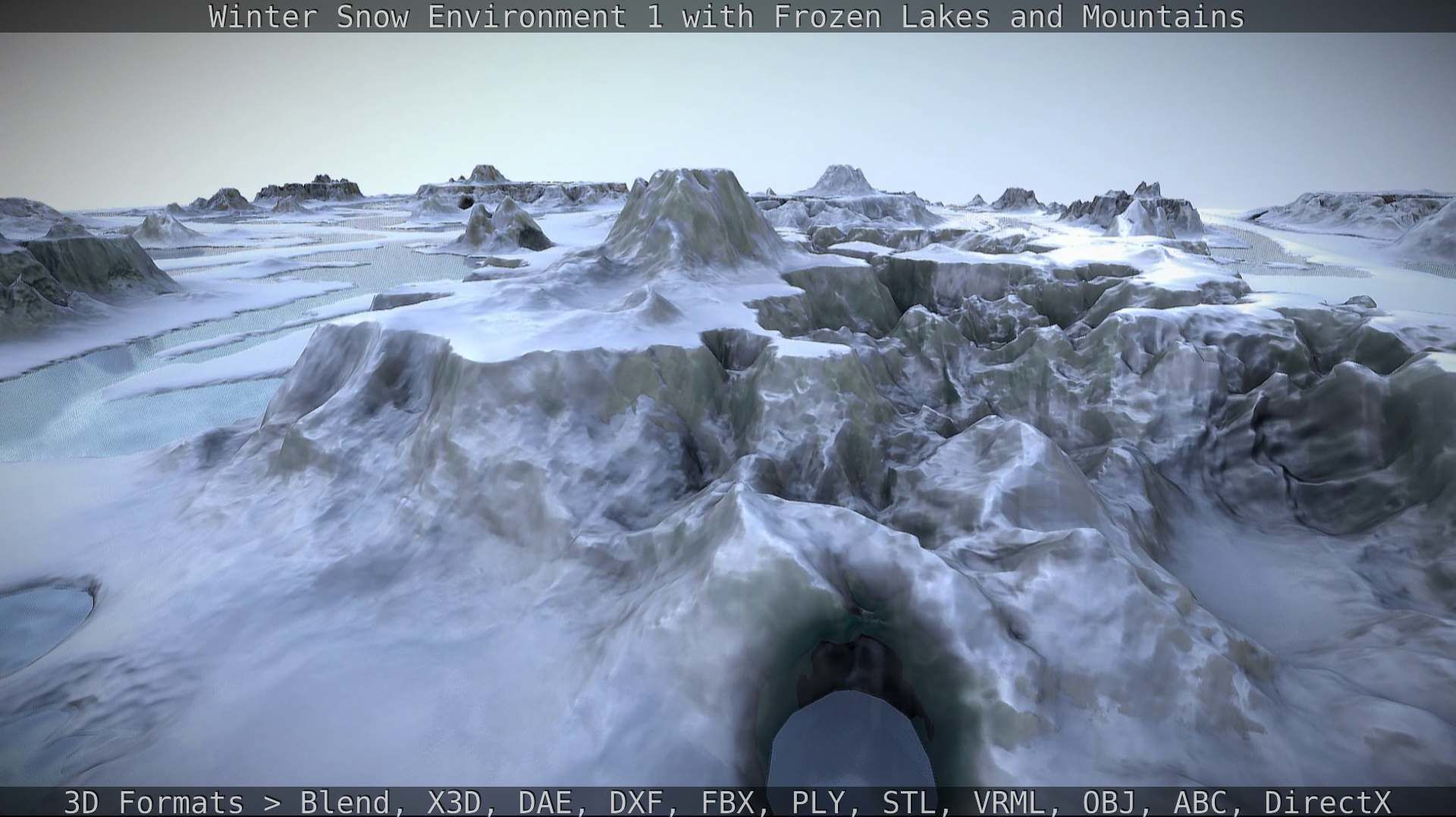 Winter Snow Environment 1 With Frozen Lakes And Mountains  Low-poly 3D model_113