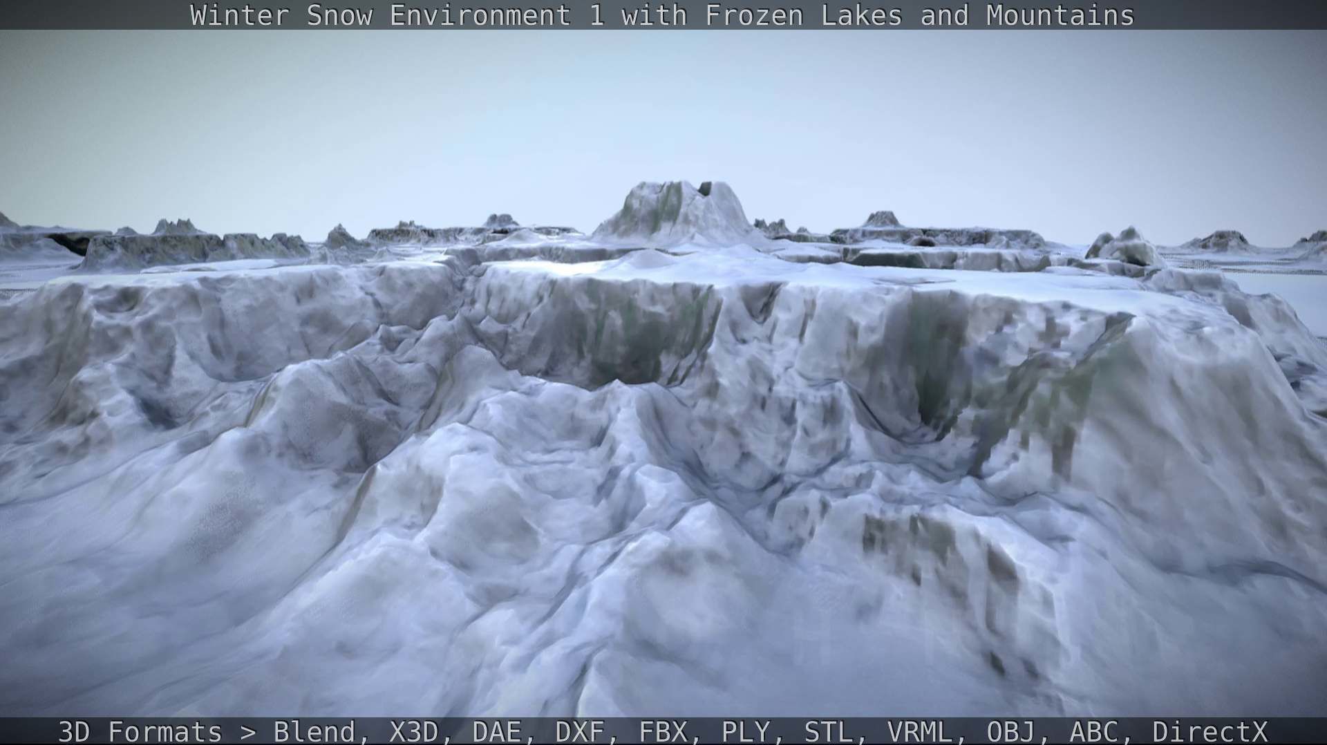Winter Snow Environment 1 With Frozen Lakes And Mountains  Low-poly 3D model_22