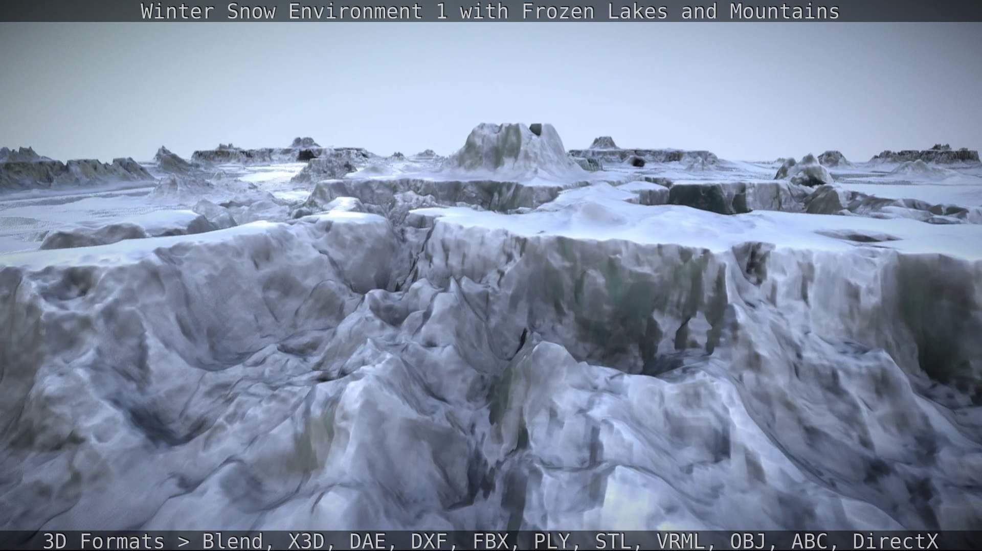 Winter Snow Environment 1 With Frozen Lakes And Mountains  Low-poly 3D model_24