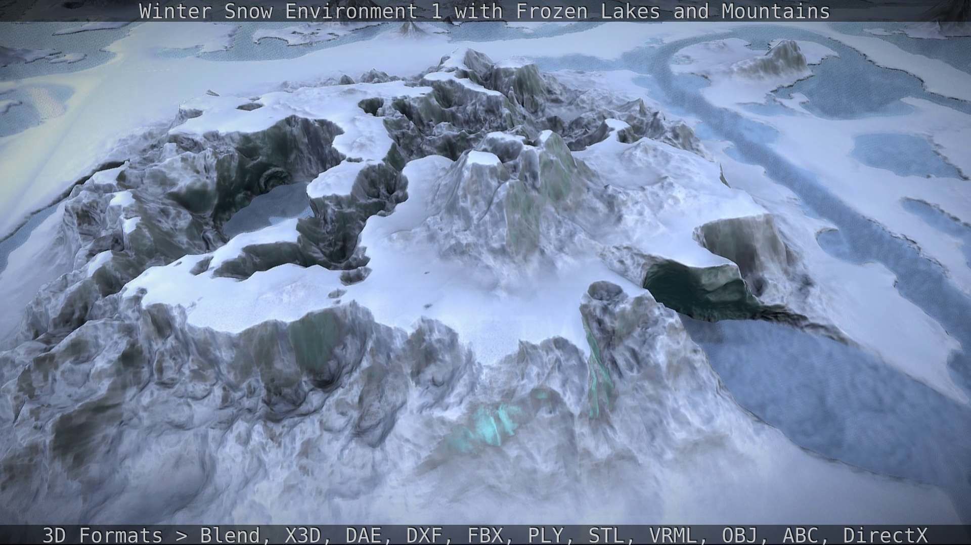 Winter Snow Environment 1 With Frozen Lakes And Mountains  Low-poly 3D model_72