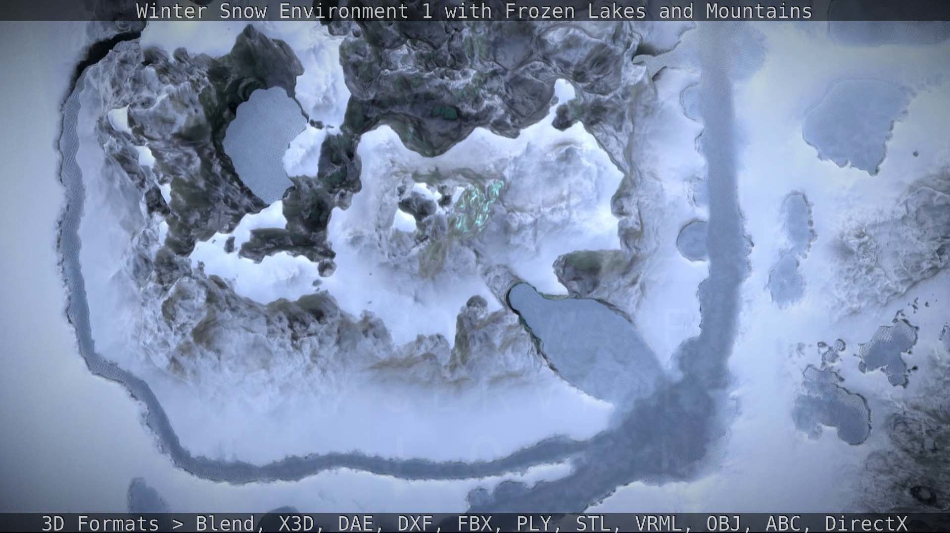 Winter Snow Environment 1 With Frozen Lakes And Mountains  Low-poly 3D model_40