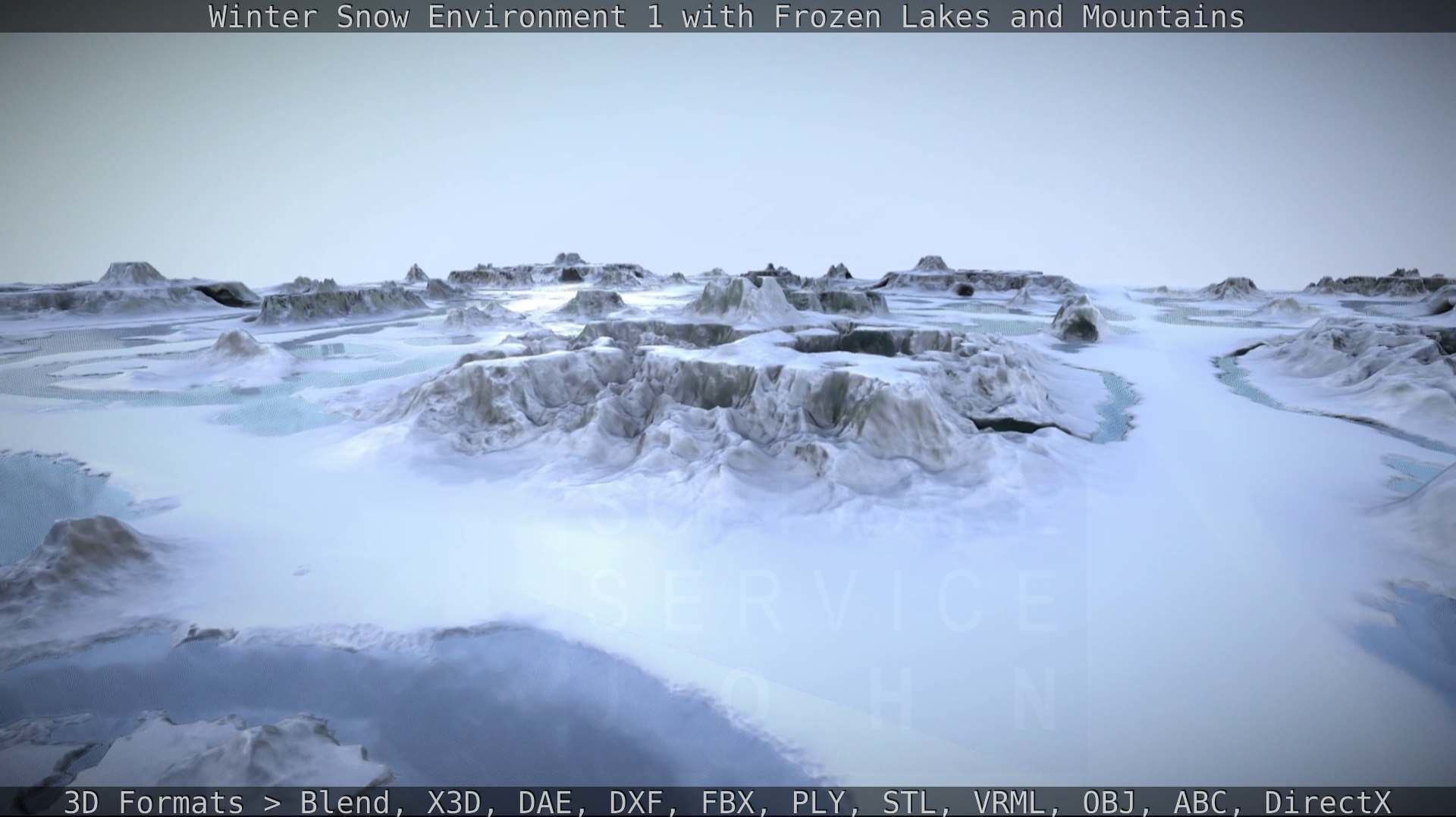 Winter Snow Environment 1 With Frozen Lakes And Mountains  Low-poly 3D model_18