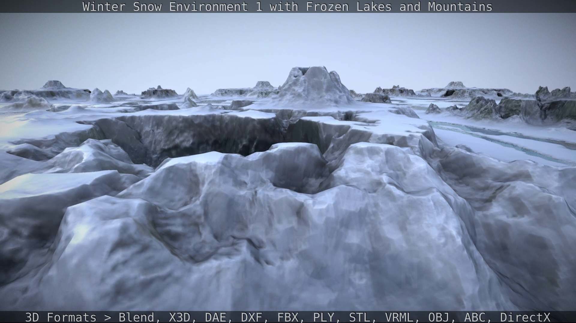Winter Snow Environment 1 With Frozen Lakes And Mountains  Low-poly 3D model_85