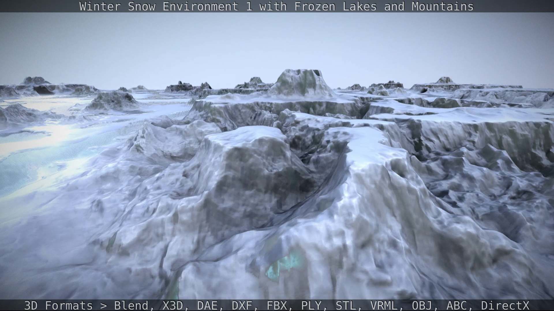Winter Snow Environment 1 With Frozen Lakes And Mountains  Low-poly 3D model_27