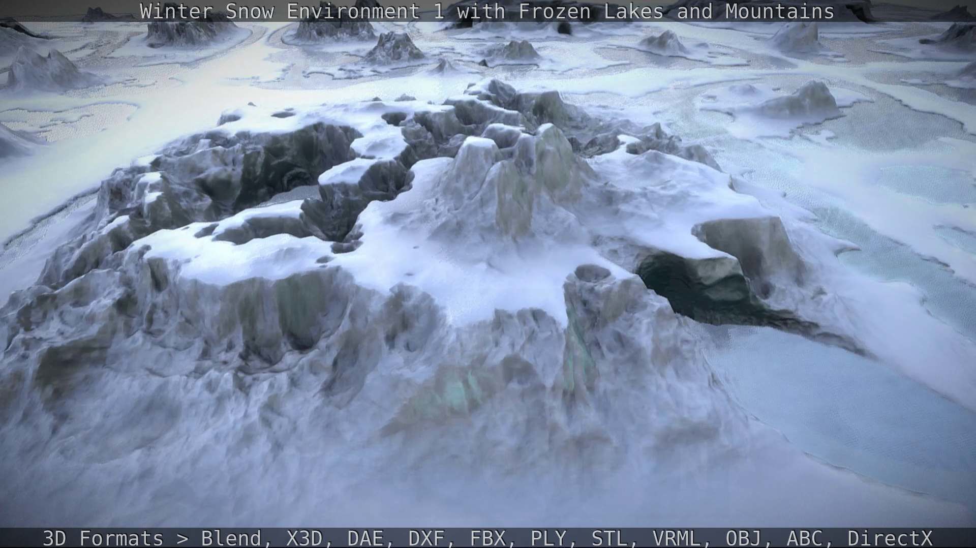 Winter Snow Environment 1 With Frozen Lakes And Mountains  Low-poly 3D model_96