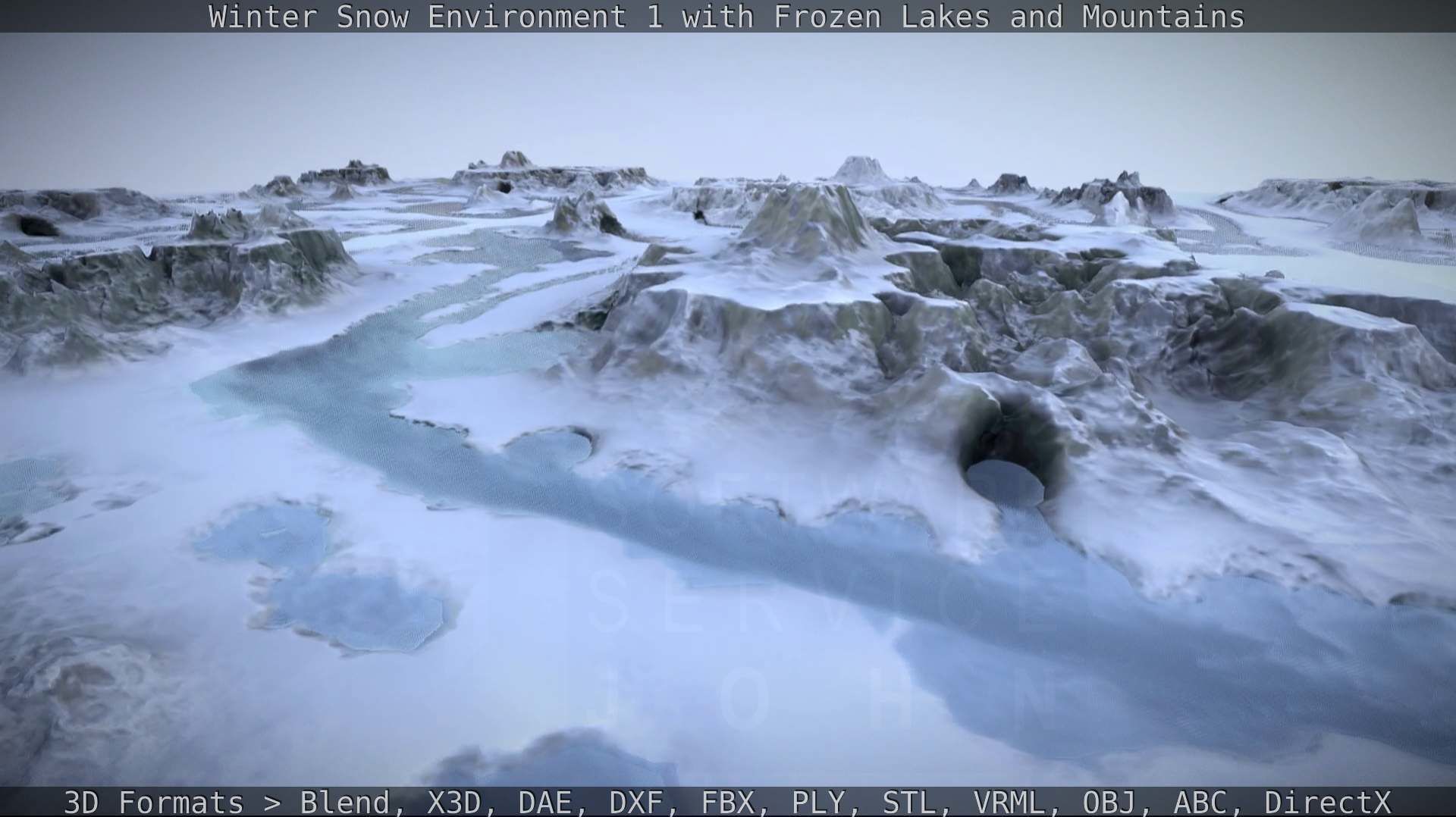 Winter Snow Environment 1 With Frozen Lakes And Mountains  Low-poly 3D model_34
