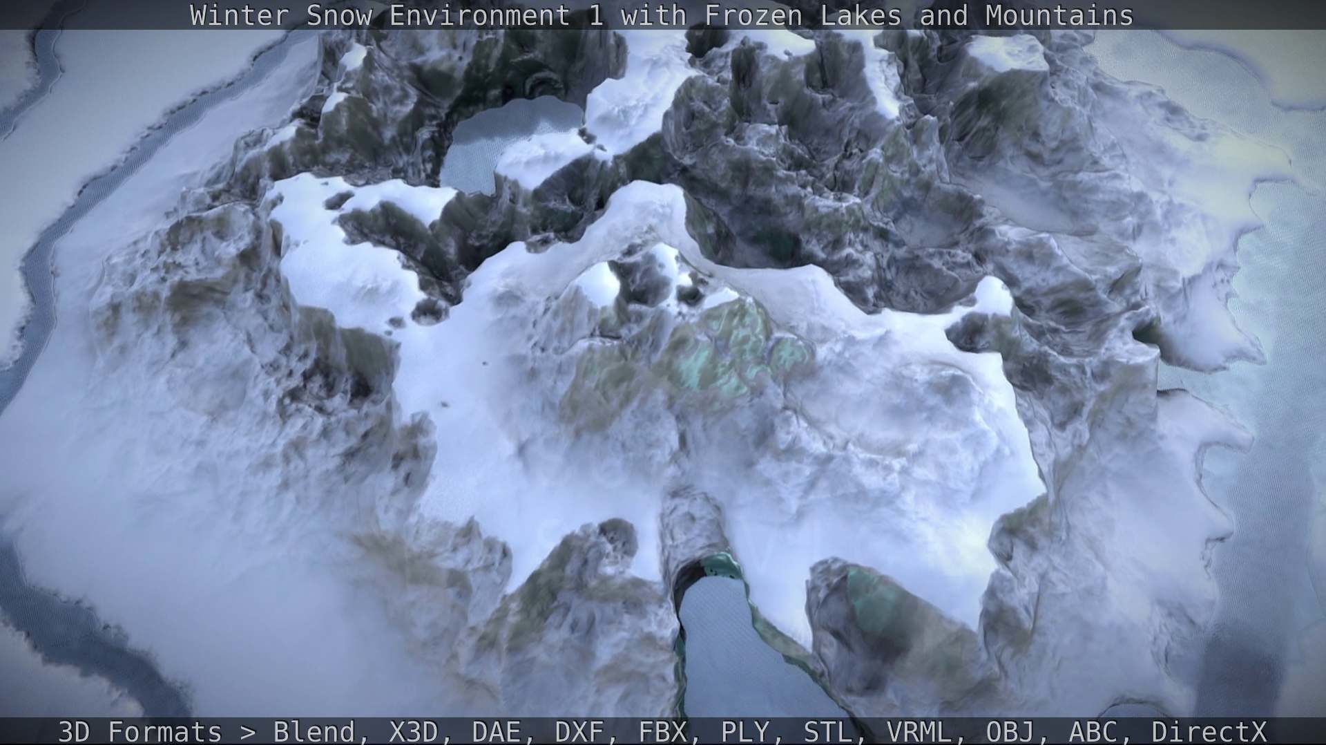 Winter Snow Environment 1 With Frozen Lakes And Mountains  Low-poly 3D model_54