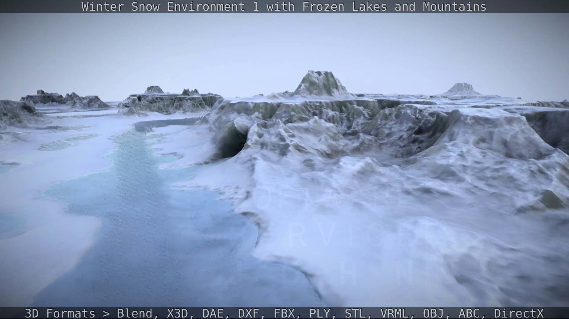 Winter Snow Environment 1 With Frozen Lakes And Mountains  Low-poly 3D model_31