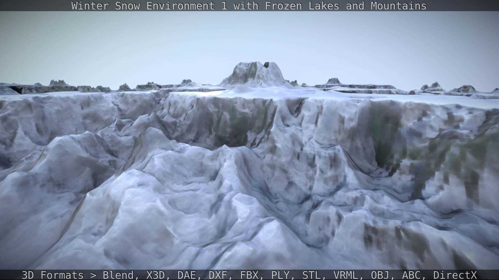 Winter Snow Environment 1 With Frozen Lakes And Mountains  Low-poly 3D model_20