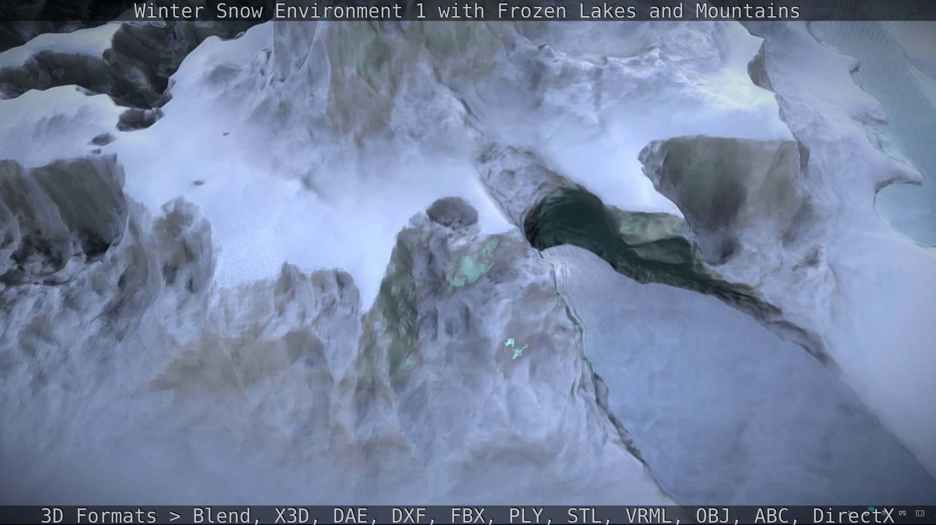 Winter Snow Environment 1 With Frozen Lakes And Mountains  Low-poly 3D model_49