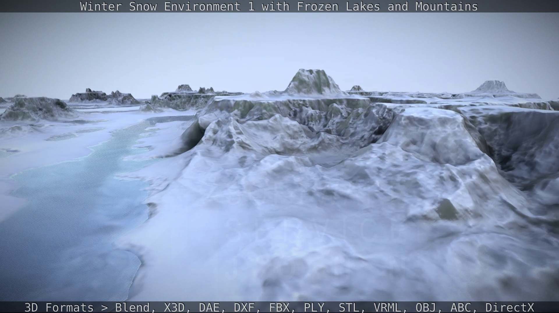 Winter Snow Environment 1 With Frozen Lakes And Mountains  Low-poly 3D model_28