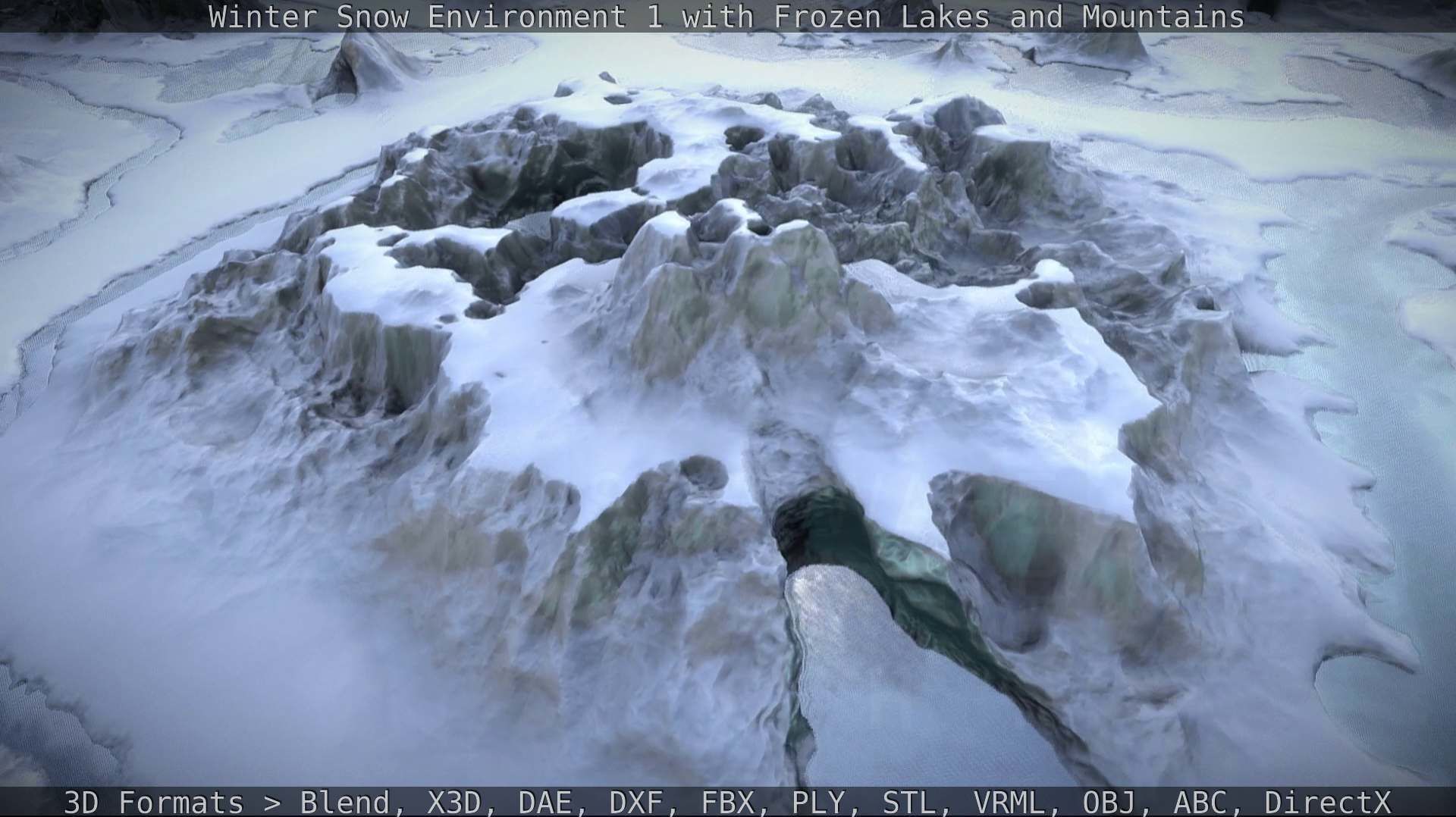 Winter Snow Environment 1 With Frozen Lakes And Mountains  Low-poly 3D model_97