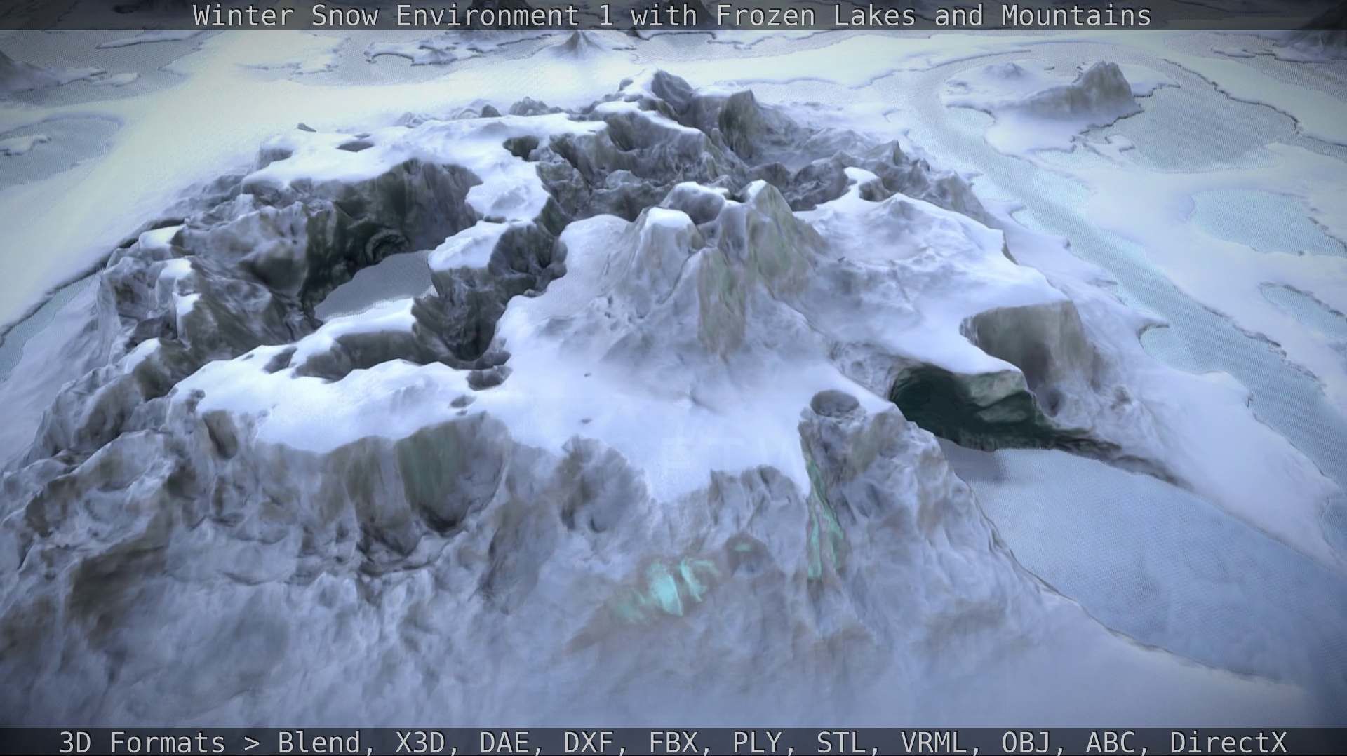 Winter Snow Environment 1 With Frozen Lakes And Mountains  Low-poly 3D model_69