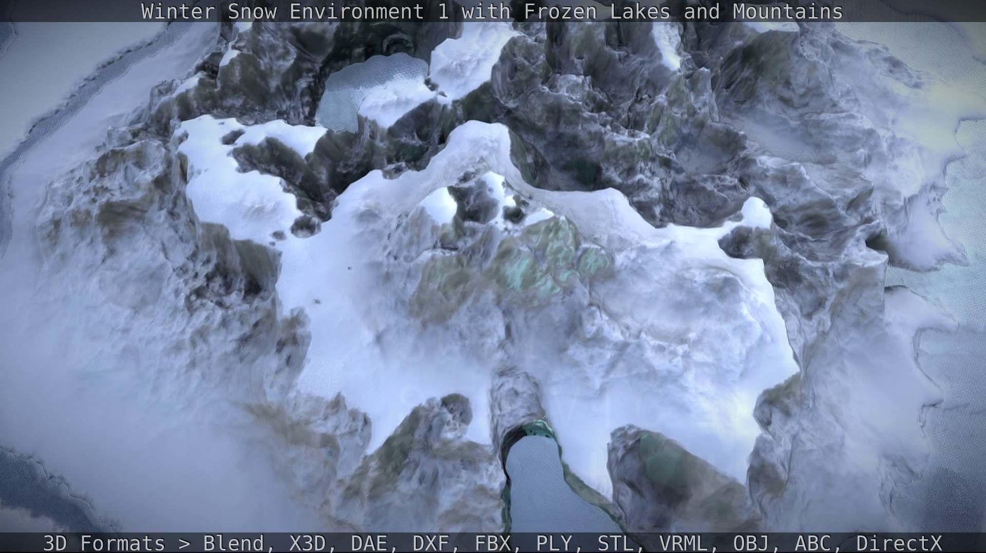 Winter Snow Environment 1 With Frozen Lakes And Mountains  Low-poly 3D model_51