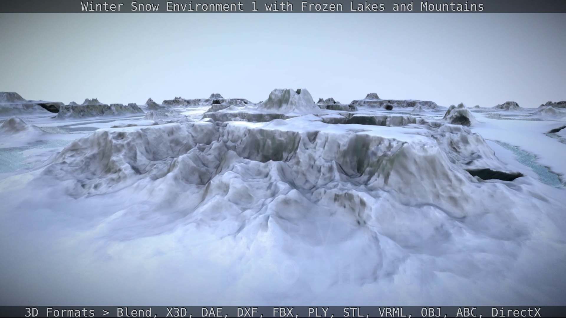 Winter Snow Environment 1 With Frozen Lakes And Mountains  Low-poly 3D model_19