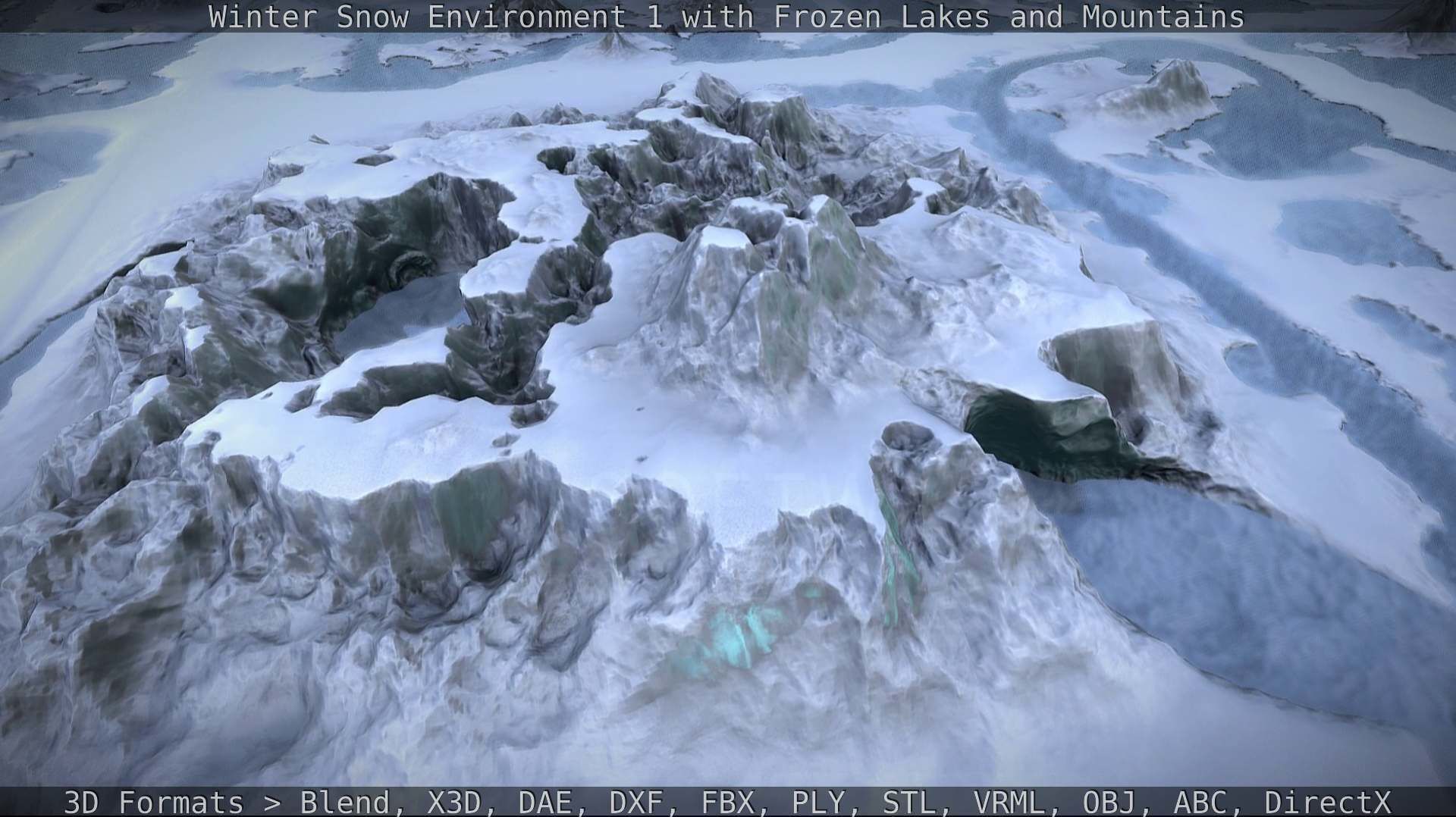 Winter Snow Environment 1 With Frozen Lakes And Mountains  Low-poly 3D model_73
