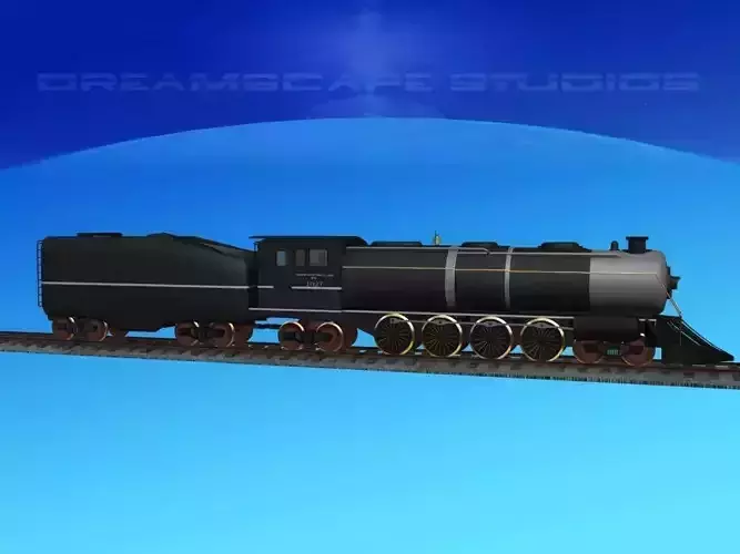 RR 2-8-4 Steam Locomotive 3D model