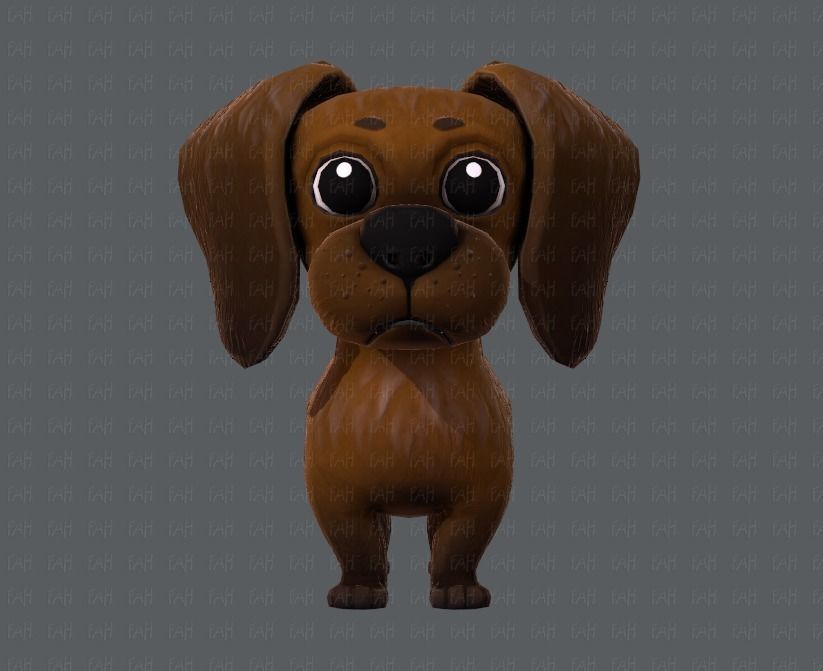 Dog base cartoon Low-poly 3D model_1