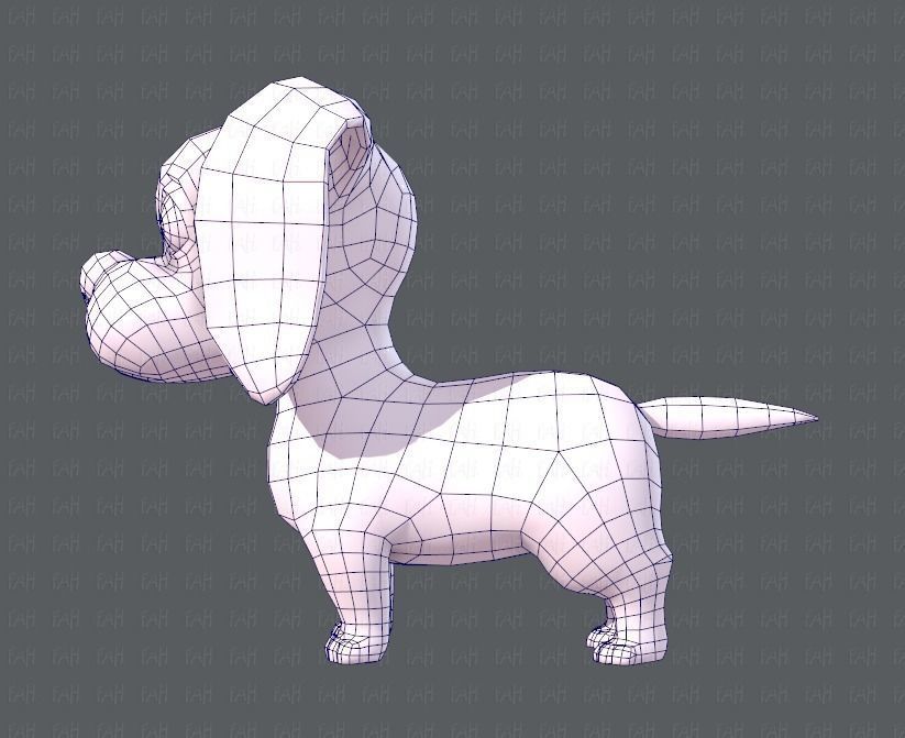 Dog base cartoon Low-poly 3D model_15
