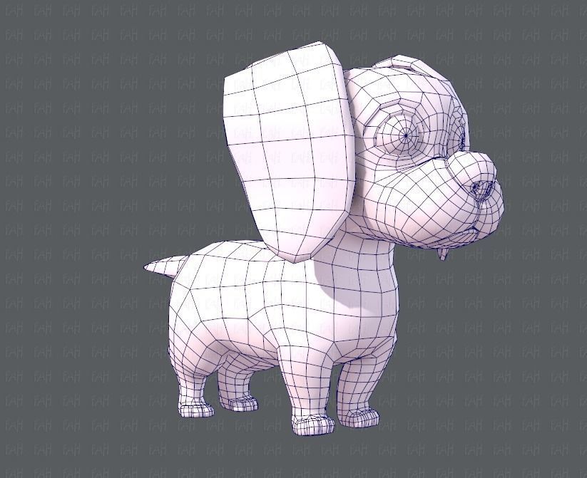 Dog base cartoon Low-poly 3D model_10