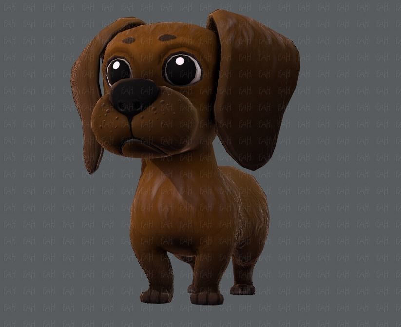 Dog base cartoon Low-poly 3D model_37