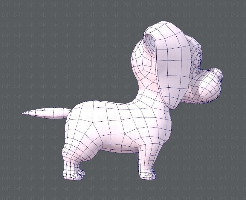 Dog base cartoon Low-poly 3D model_11