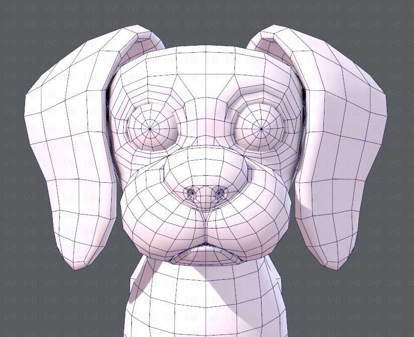 Dog base cartoon Low-poly 3D model_25