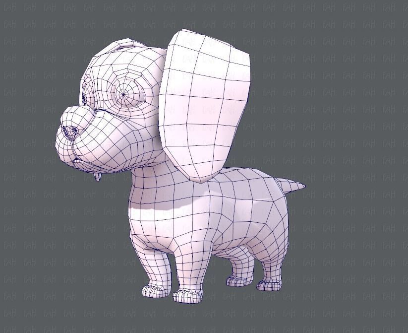 Dog base cartoon Low-poly 3D model_16