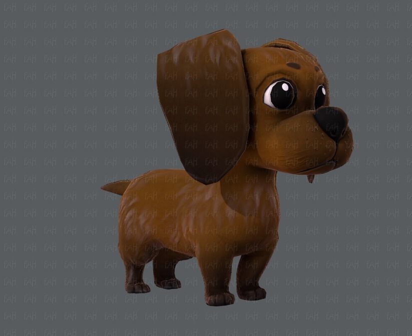 Dog base cartoon Low-poly 3D model_2