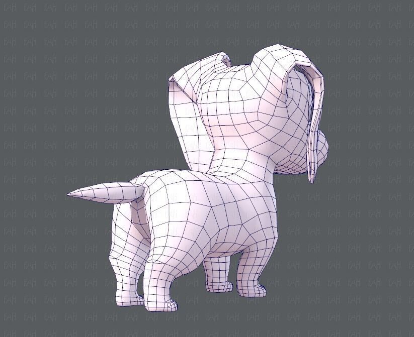 Dog base cartoon Low-poly 3D model_12