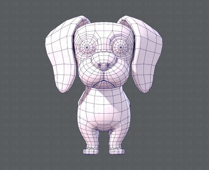 Dog base cartoon Low-poly 3D model_9