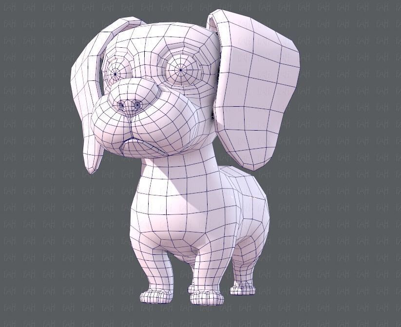Dog base cartoon Low-poly 3D model_38