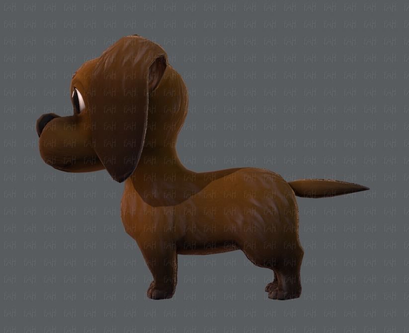 Dog base cartoon Low-poly 3D model_7