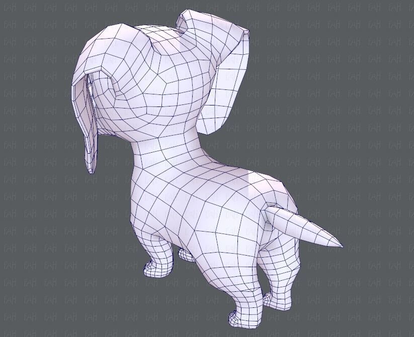 Dog base cartoon Low-poly 3D model_40