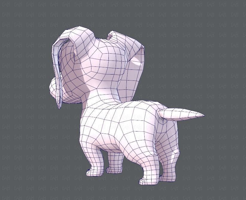 Dog base cartoon Low-poly 3D model_14