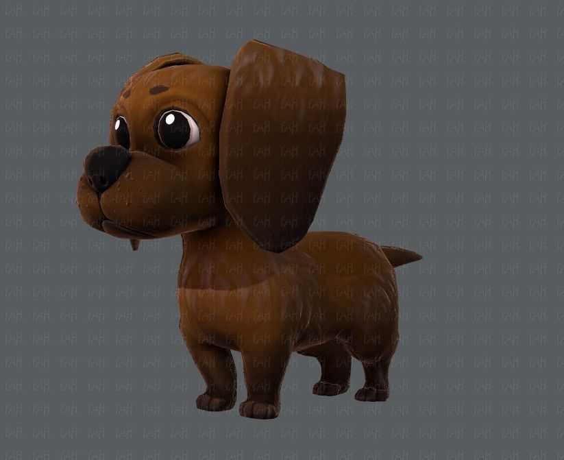 Dog base cartoon Low-poly 3D model_8