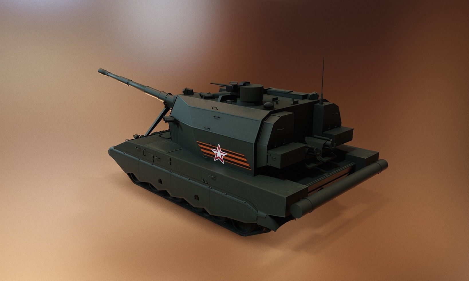 Russian Tank - 2S35 Koalitsiya-SV Low-poly 3D model_2